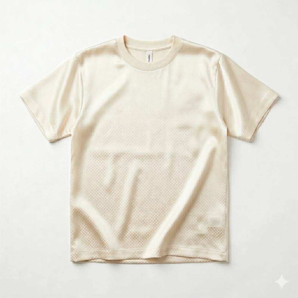 2567 100% Silk Short Sleeve Tee Sz L Cream Unisex Quiet Luxury Clean Girl